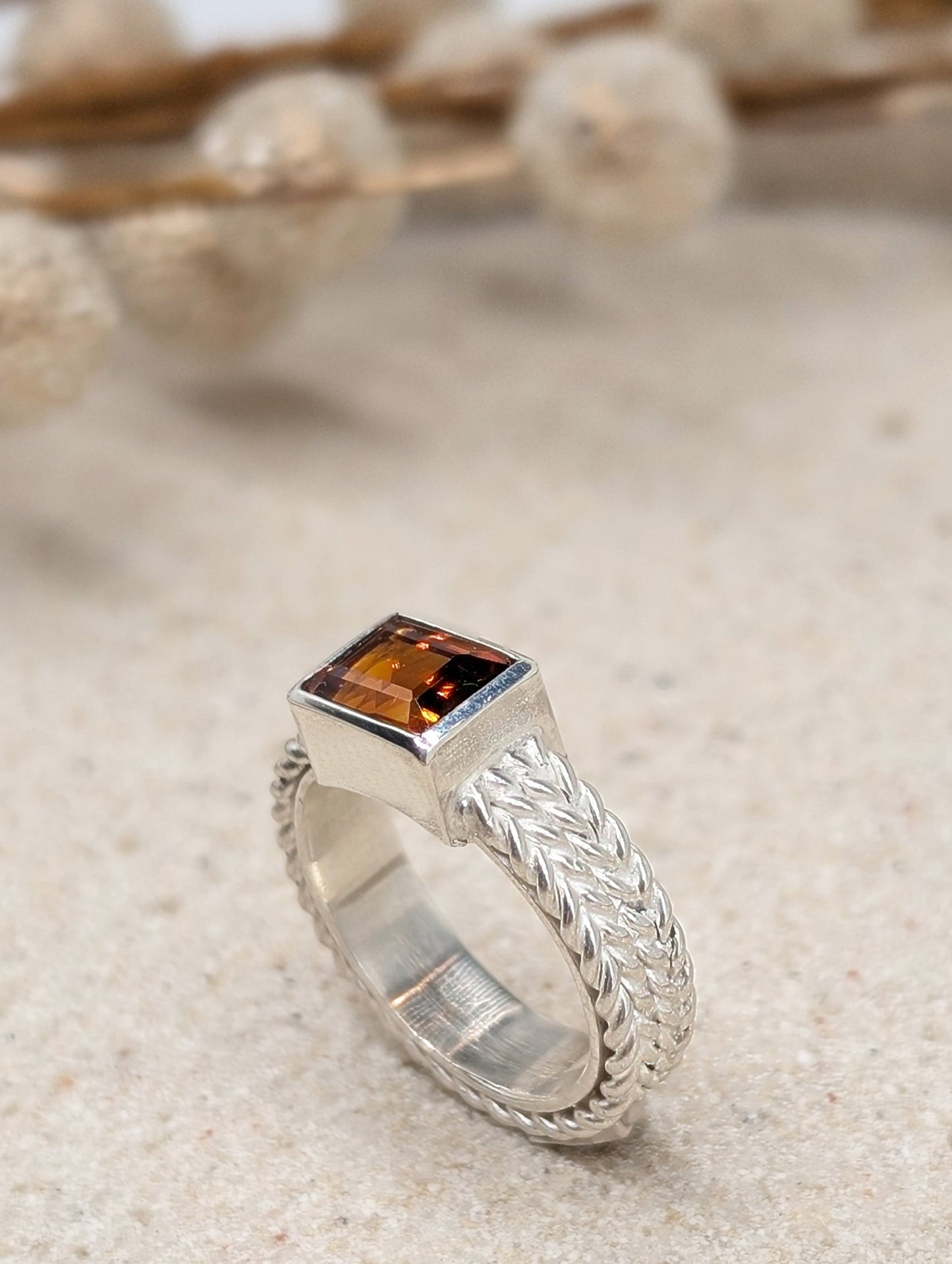 Braided Garnet Ring