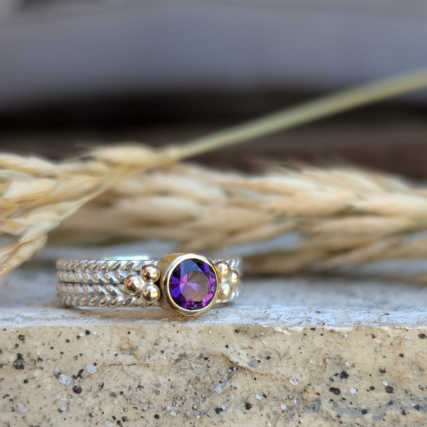 Twilight Braid Amethyst Ring